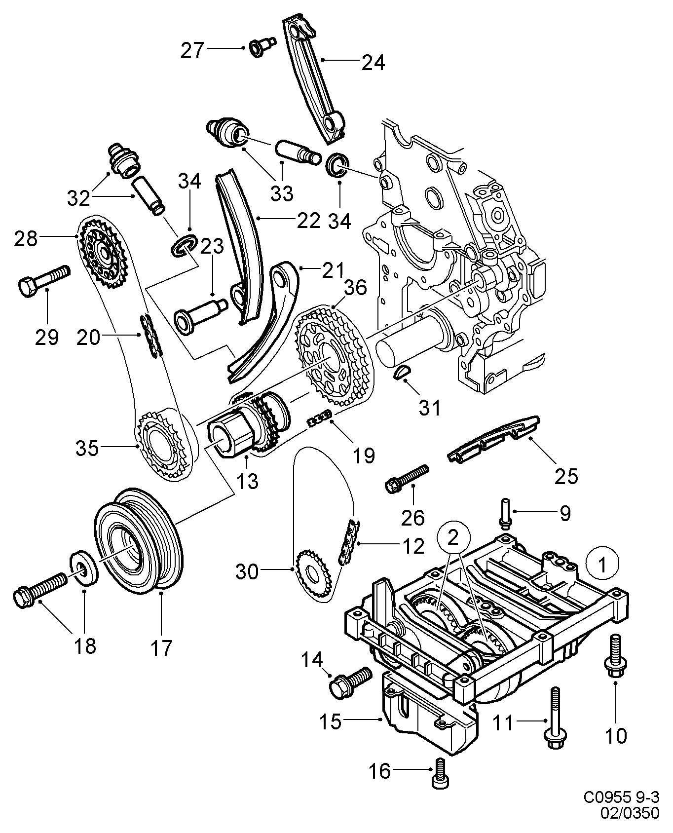 Opel 95 44 354 - Направляваща шина (плъзгач), ангренажна верига vvparts.bg