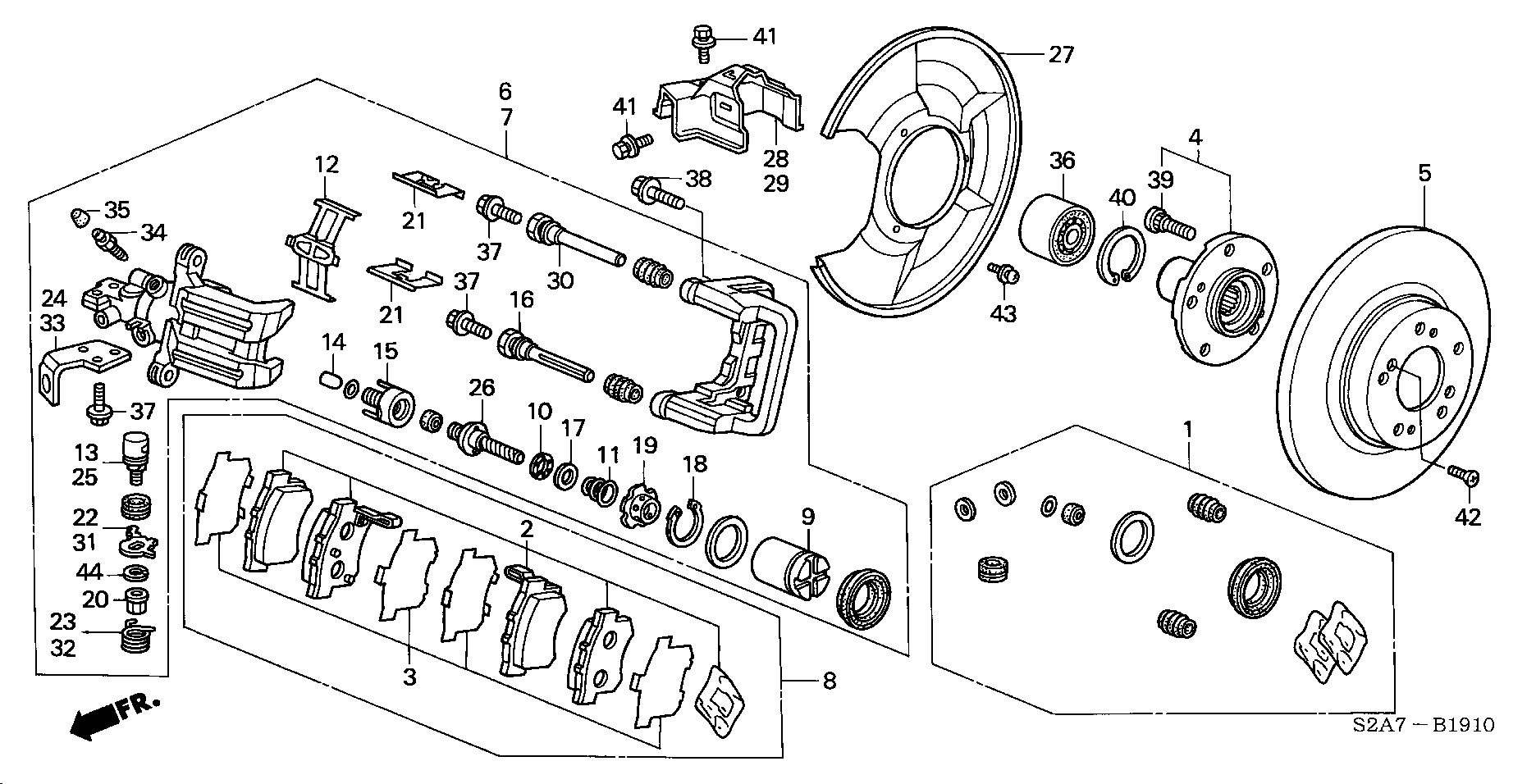 Honda 43022-S2A-E50 - Комплект спирачно феродо, дискови спирачки vvparts.bg