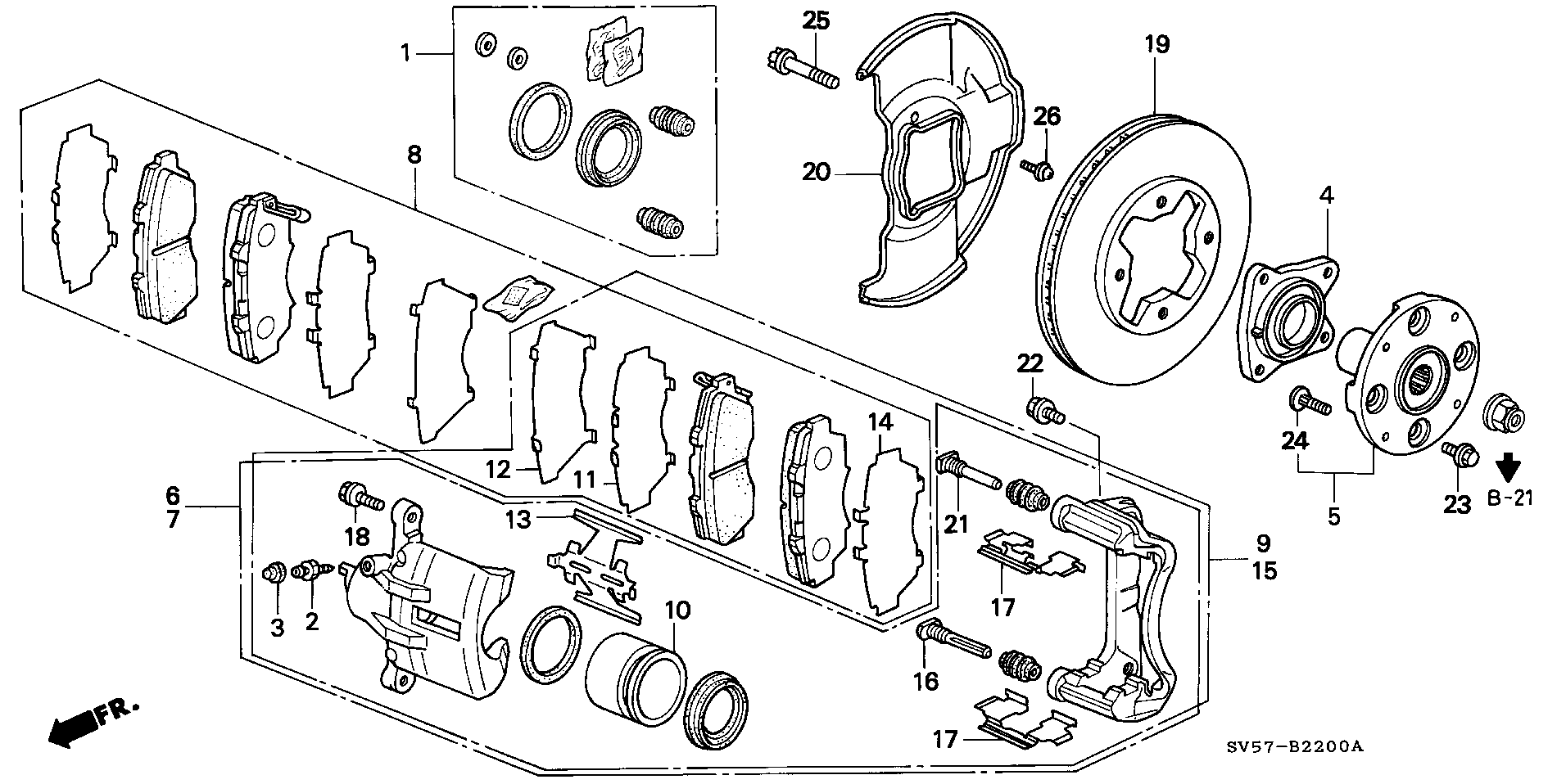 ACURA 45022SS0G00 - Комплект спирачно феродо, дискови спирачки vvparts.bg