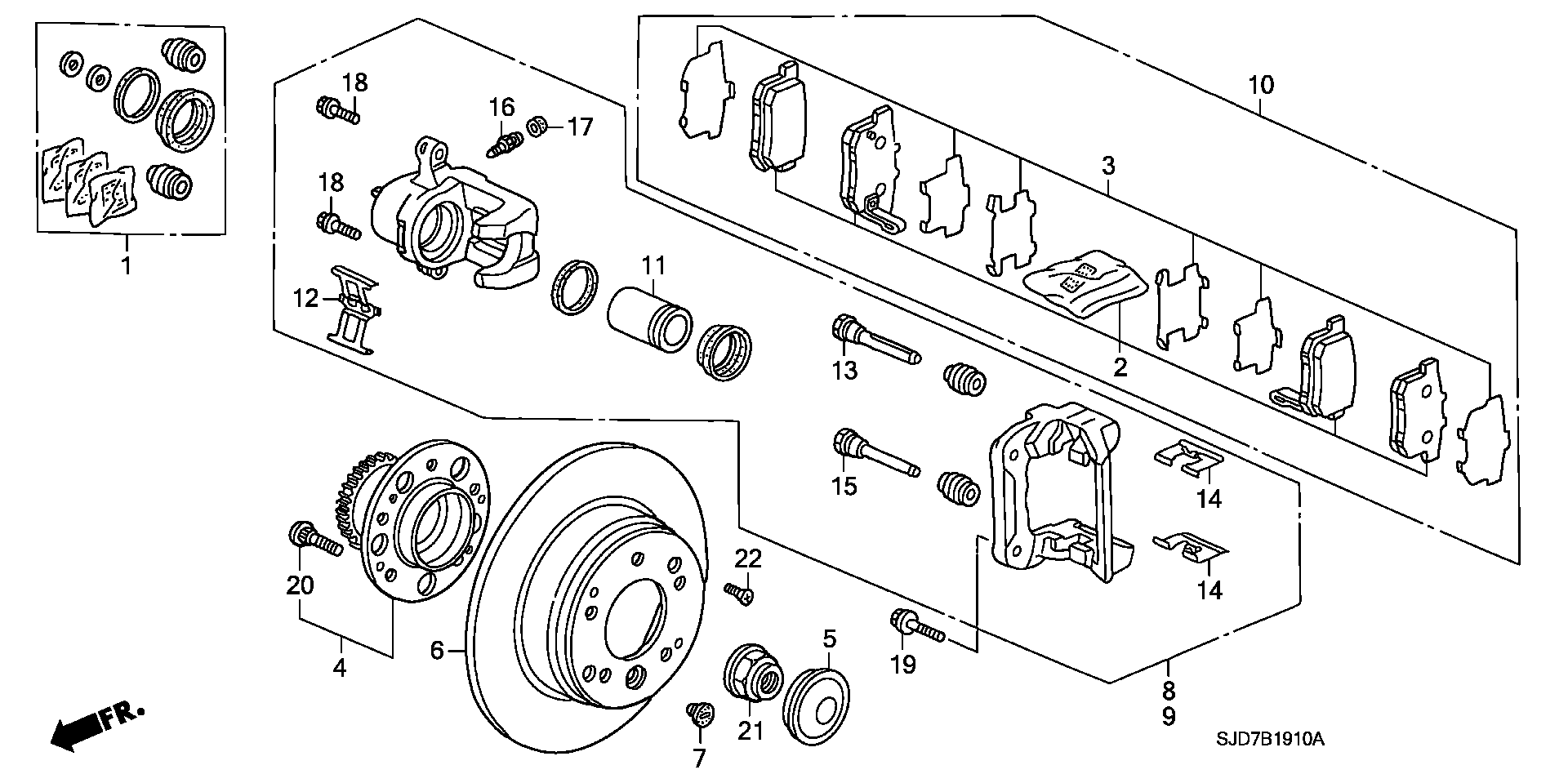 Honda 43022-SJF-E00 - Комплект спирачно феродо, дискови спирачки vvparts.bg