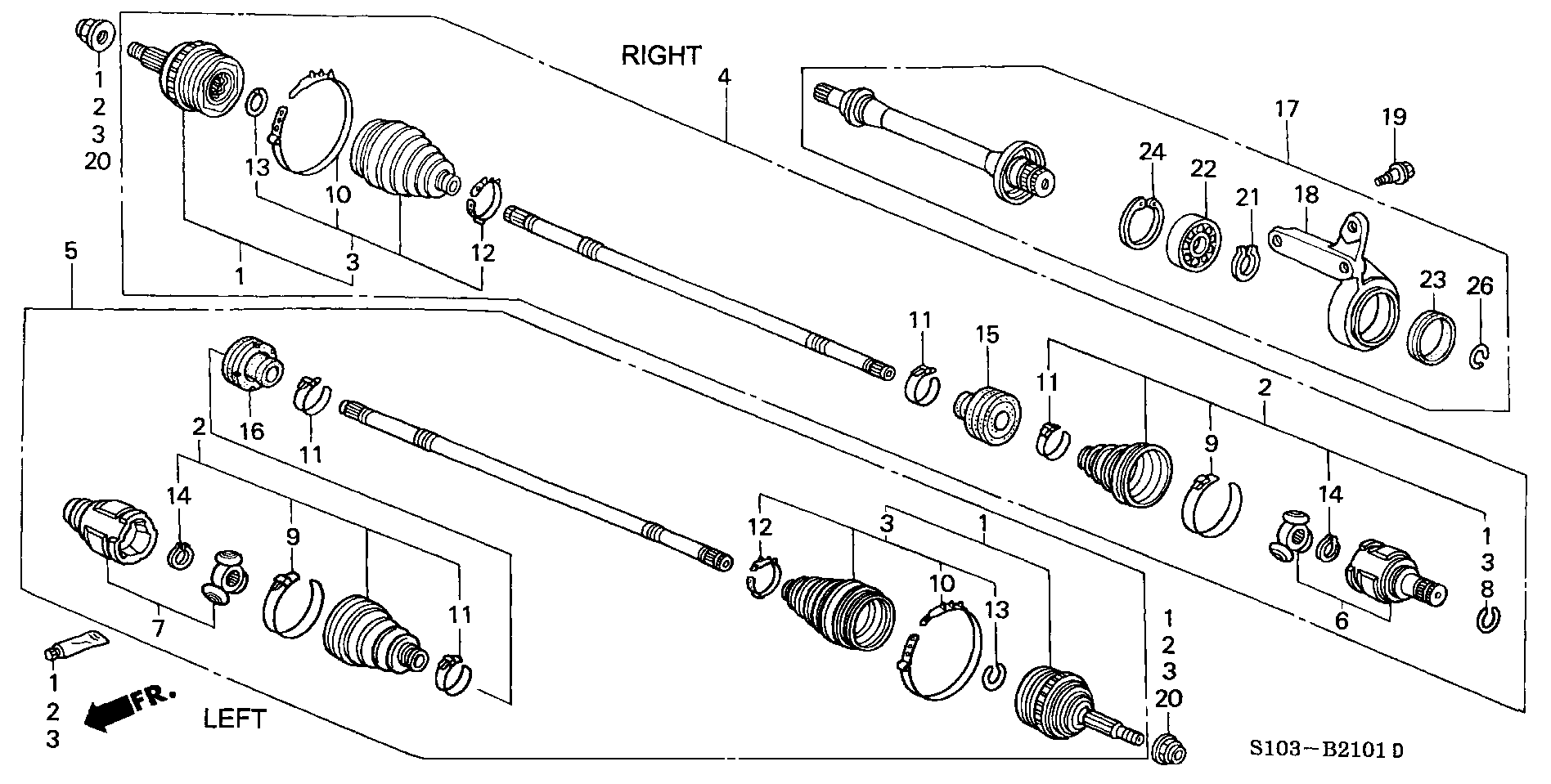 Honda 44310SM4310 - Каре комплект, полуоска vvparts.bg