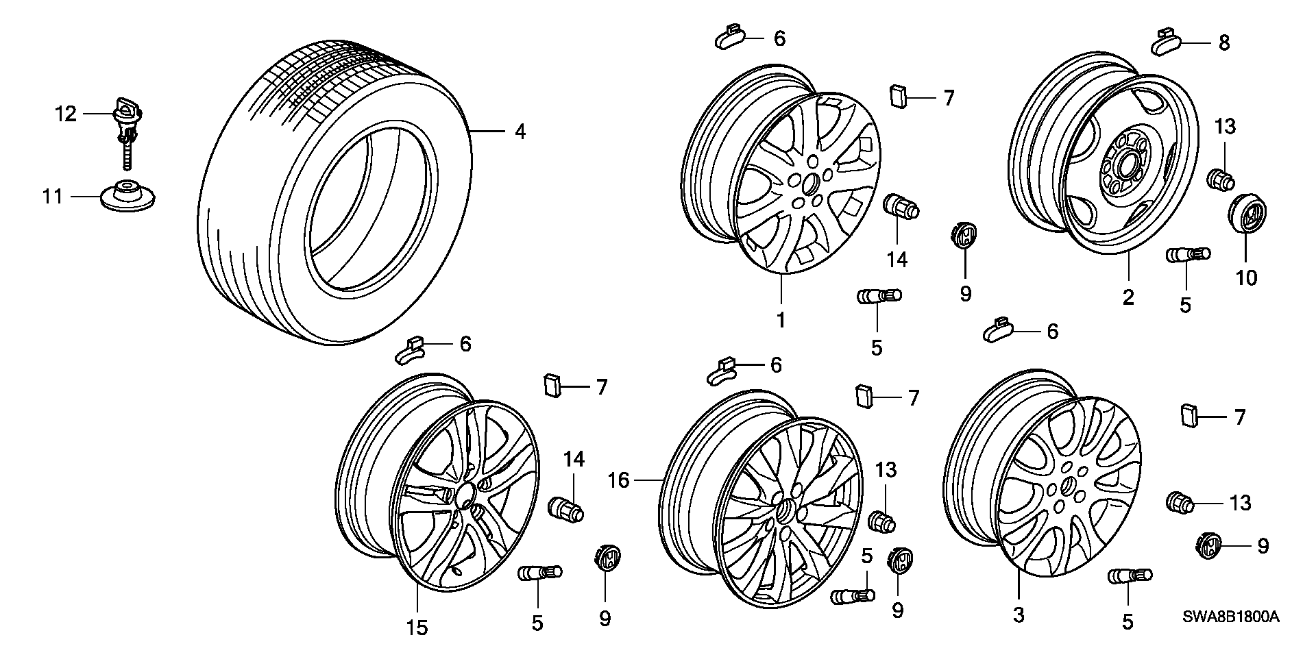 Honda 90304SF0751 - Гайка на колелото vvparts.bg