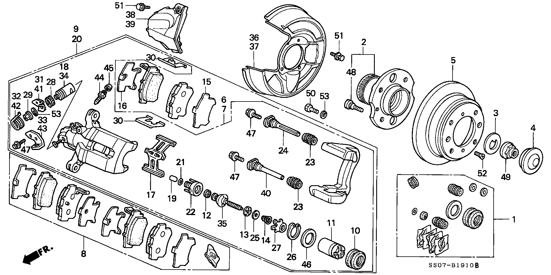 Honda 43022-SL5-000 - Комплект спирачно феродо, дискови спирачки vvparts.bg