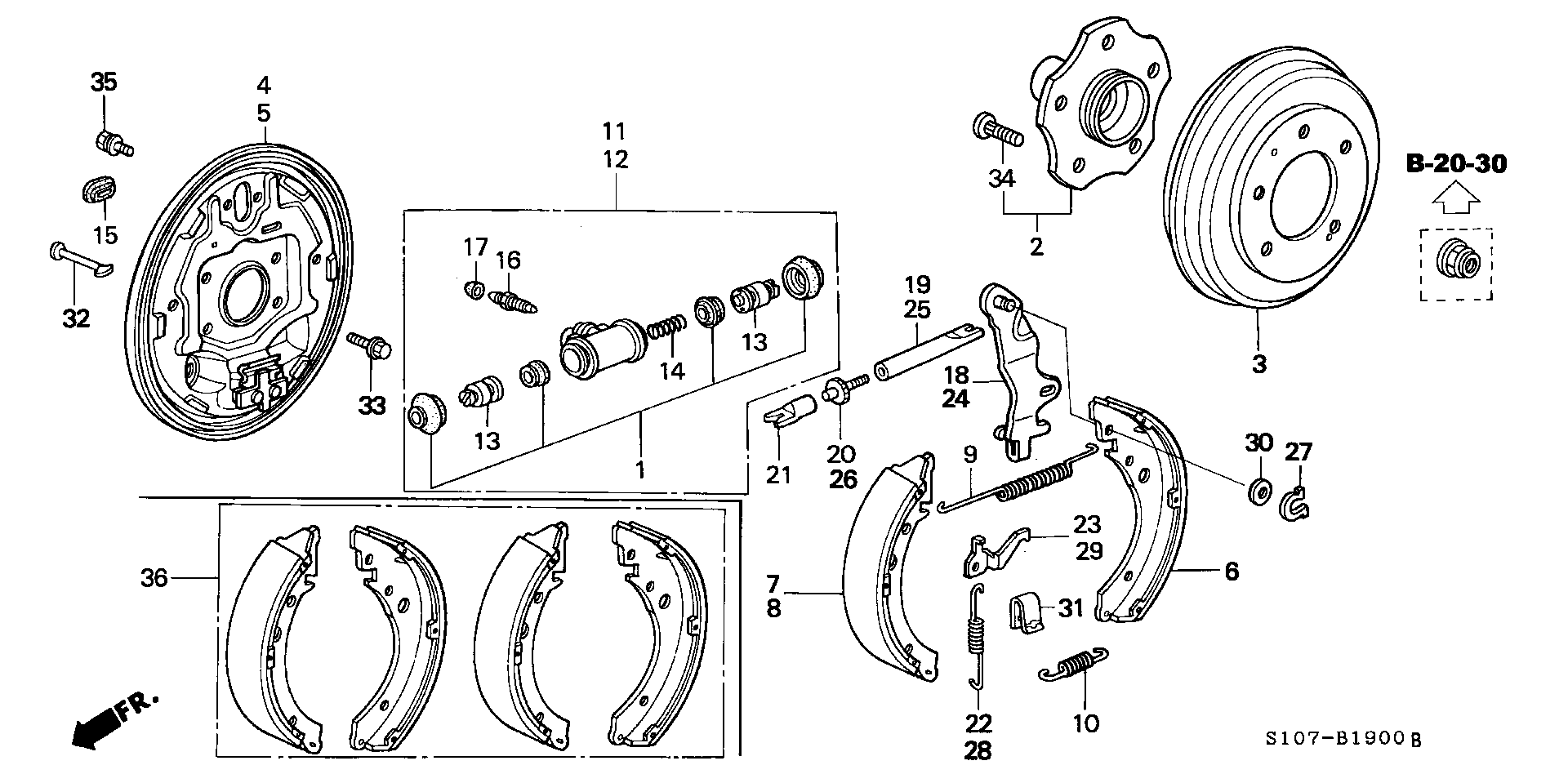 Honda 43153S10A01 - Комплект спирачна челюст vvparts.bg