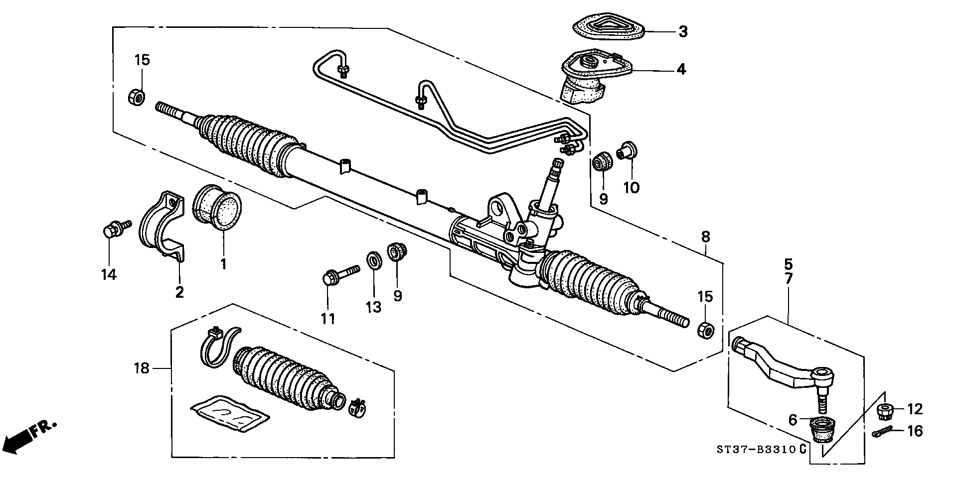 Honda 53560-ST3-E03 - Накрайник на напречна кормилна щанга vvparts.bg