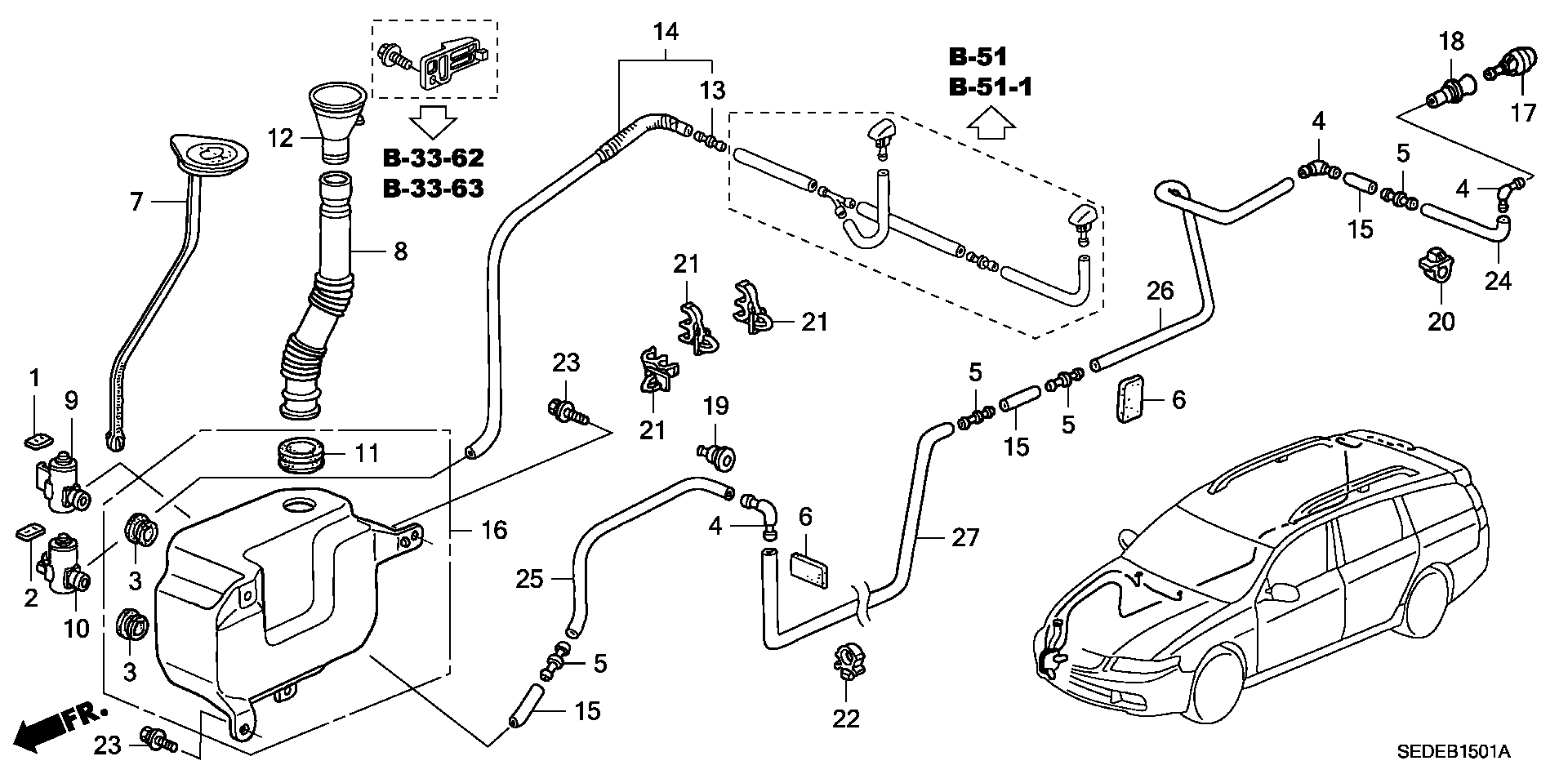 Honda 76806SE0J01 - Водна помпа за миещо устр., почистване на стъклата vvparts.bg