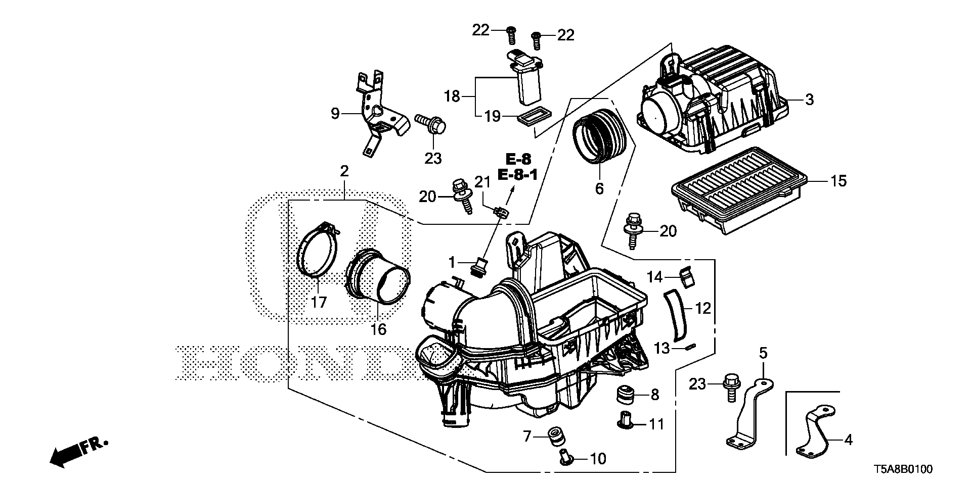 Honda 17220-5R0-008 - Въздушен филтър vvparts.bg