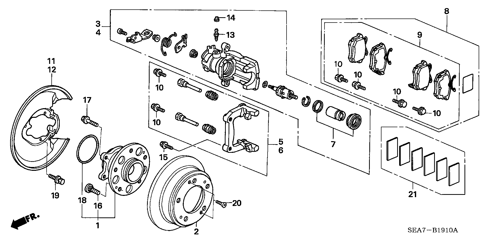 Honda 43018-SEA-E01 - Ремонтен комплект, спирачен апарат vvparts.bg