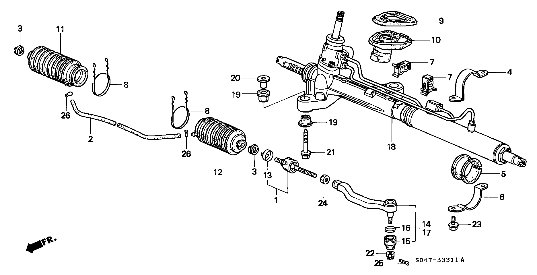 Honda 53540-S04-003 - Накрайник на напречна кормилна щанга vvparts.bg