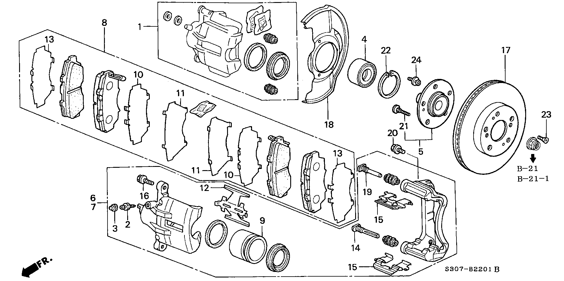 Honda 45022-S30-A00 - Комплект спирачно феродо, дискови спирачки vvparts.bg