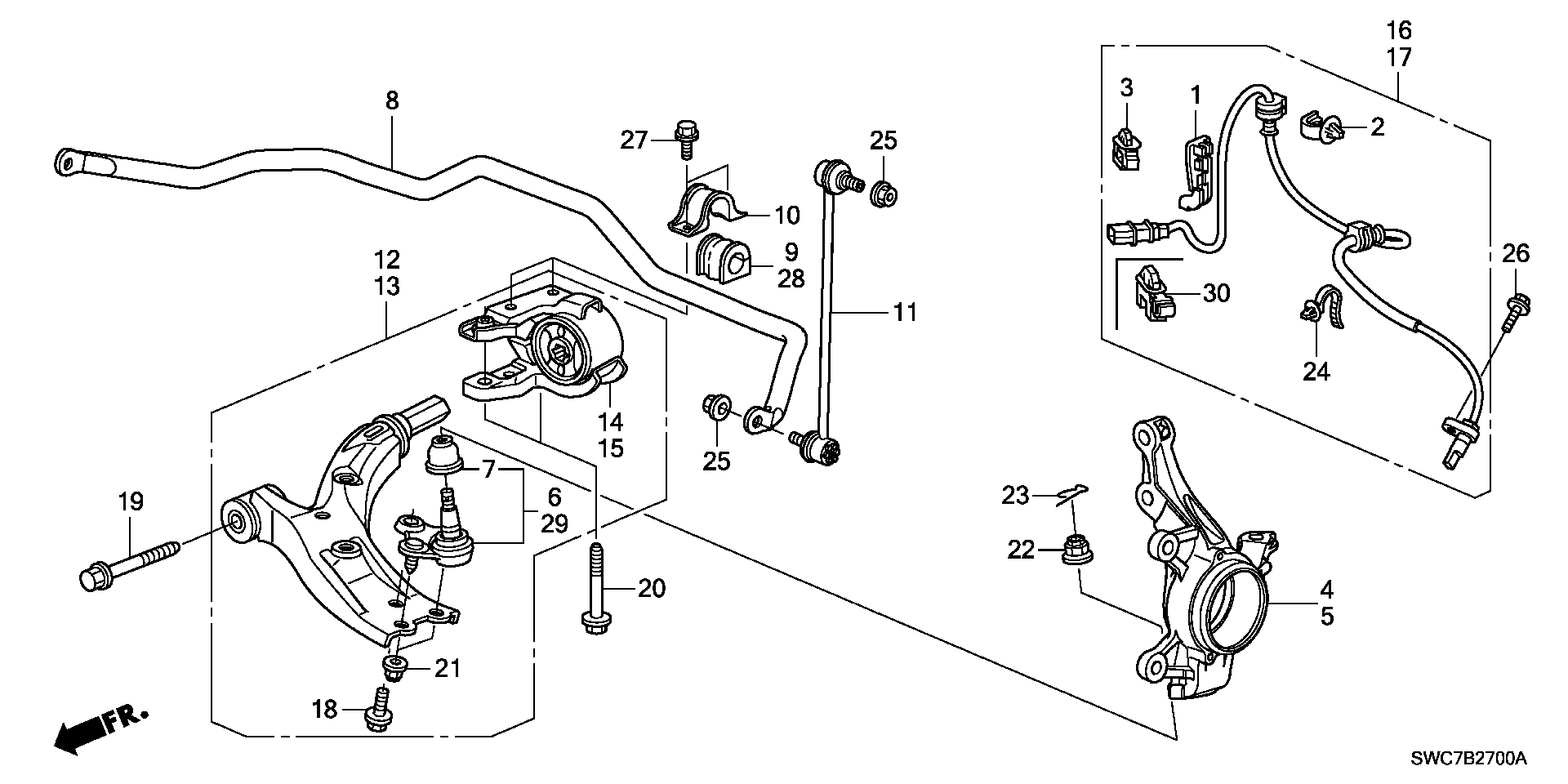 Honda 51230-SWA-A01 - Накрайник на напречна кормилна щанга vvparts.bg