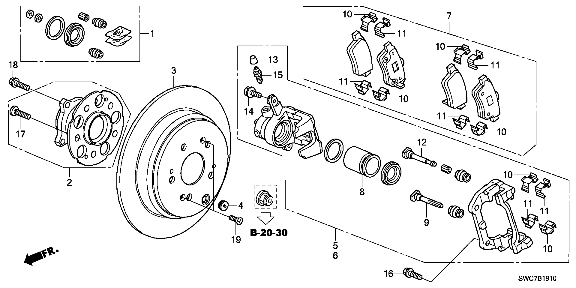 Honda 01473SWWG00 - Ремонтен комплект, спирачен апарат vvparts.bg