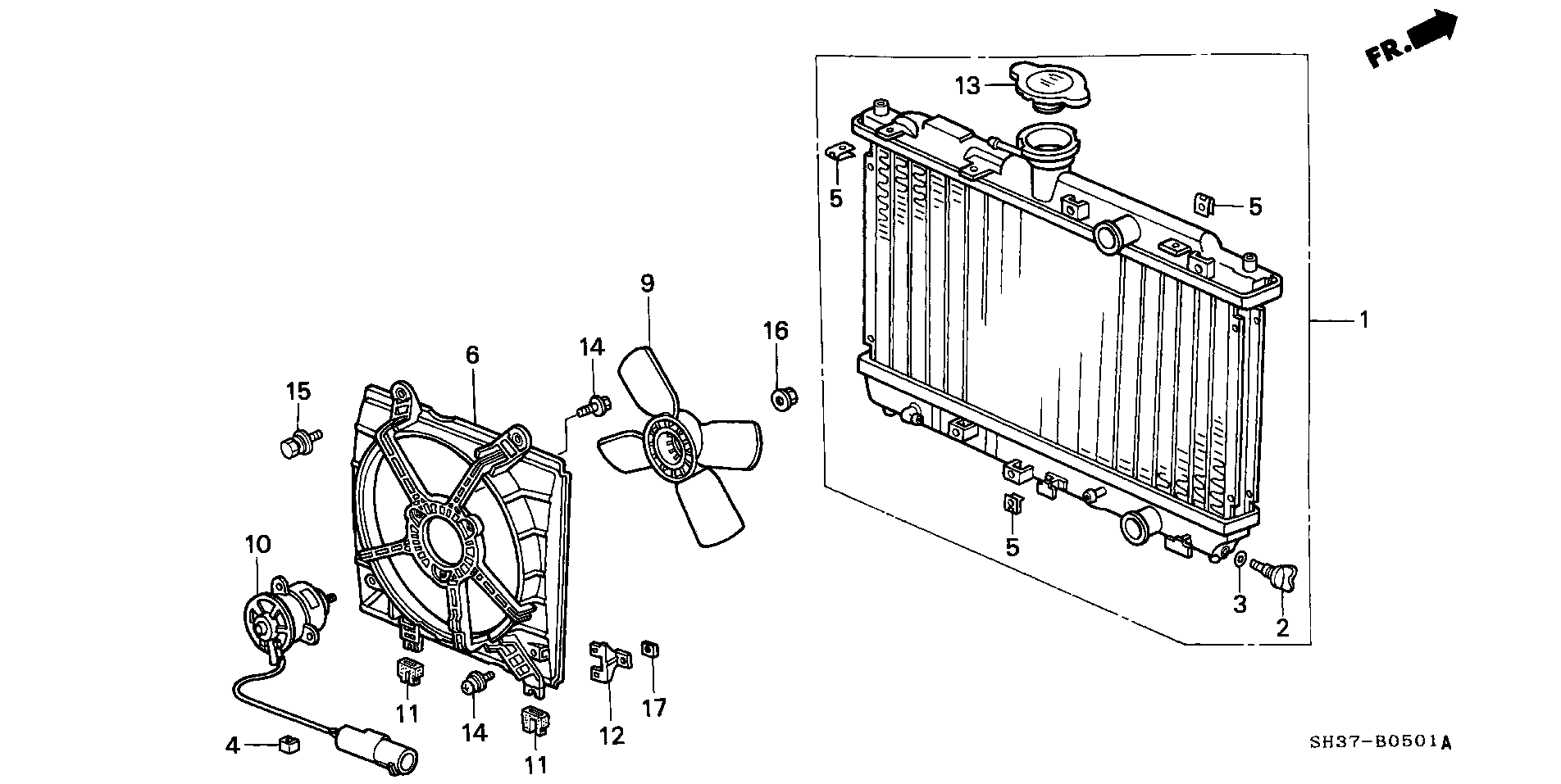 Honda 19 010 PM4 003 - Радиатор, охлаждане на двигателя vvparts.bg