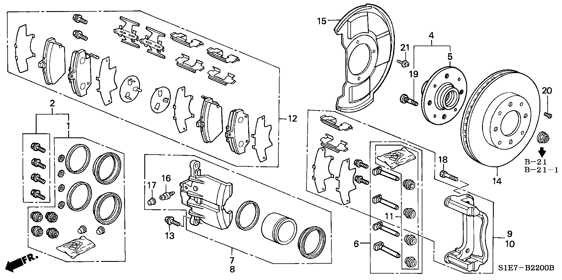 Honda 01463-ST3-E01 - Ремонтен комплект, спирачен апарат vvparts.bg