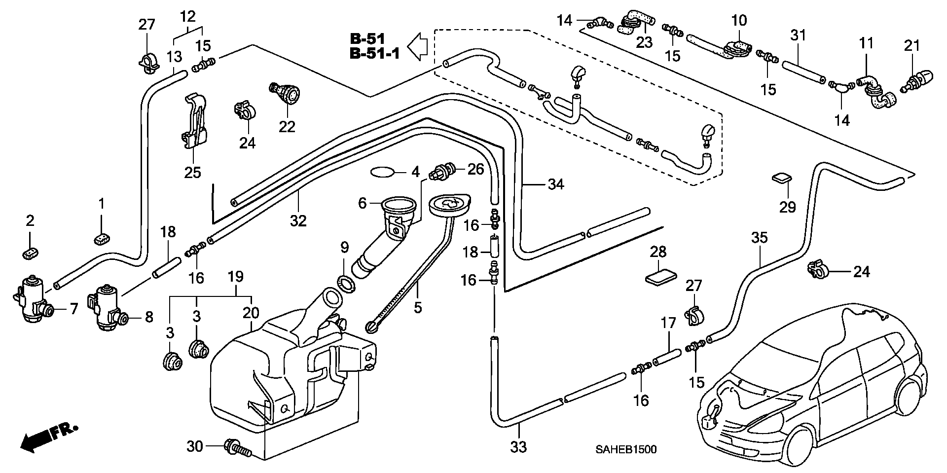 Honda 76806-SAA-E01 - Водна помпа за миещо устр., почистване на стъклата vvparts.bg