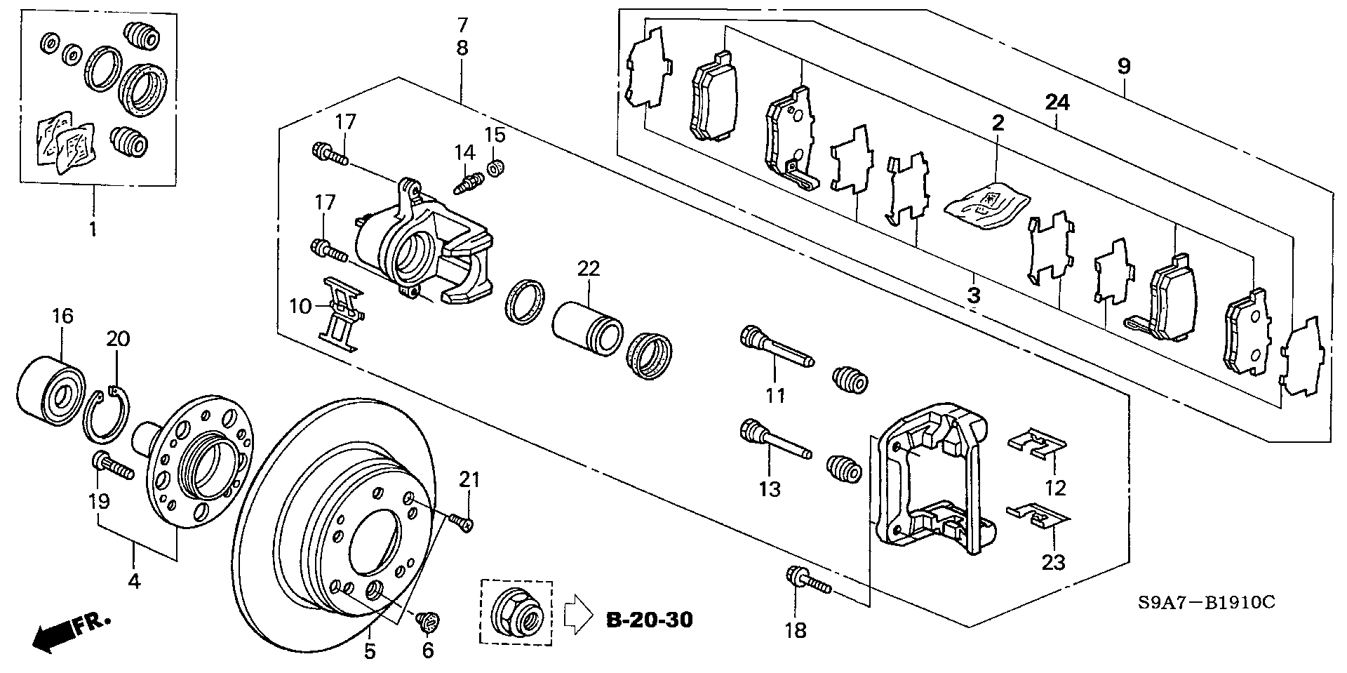 ACURA 01473-SP0-000 - CALIPER SET, RR. vvparts.bg