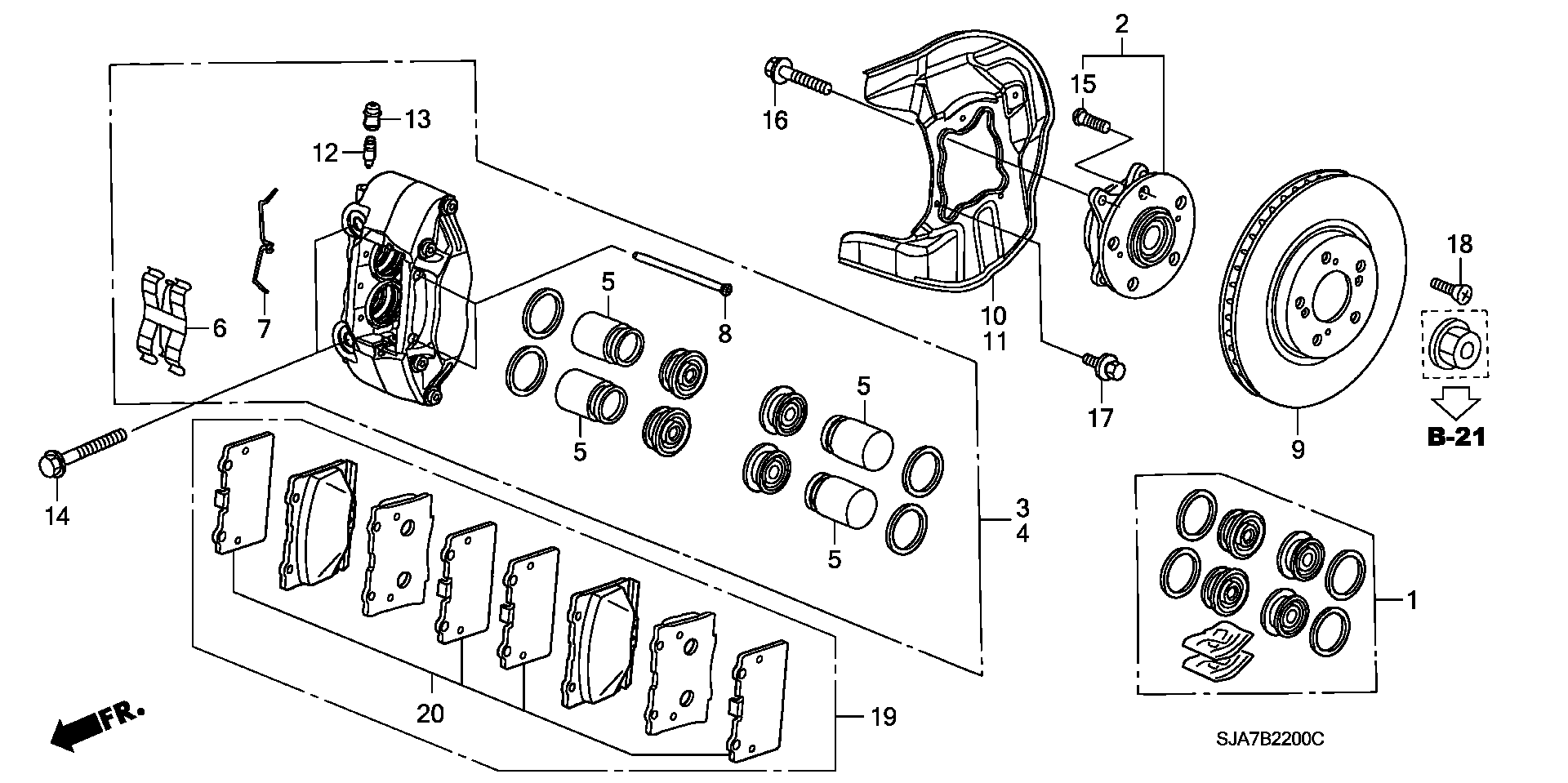 Honda 44200-SJA-008 - Комплект колесен лагер vvparts.bg