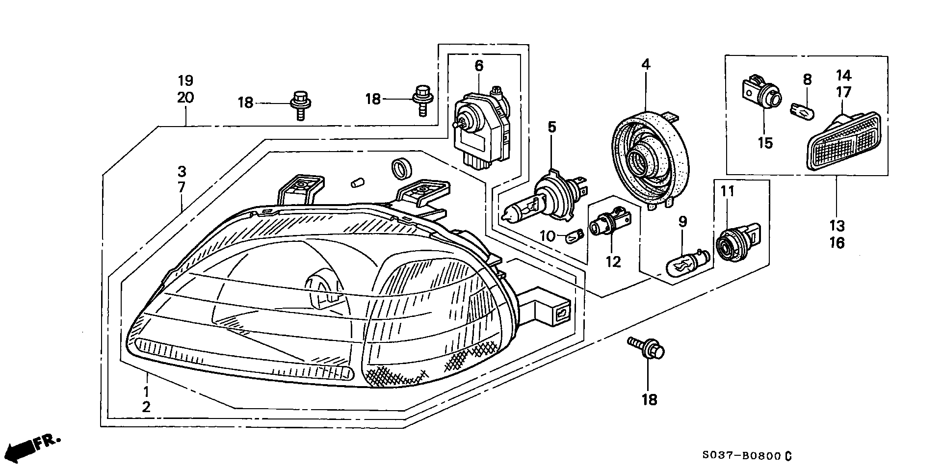 Honda 33302S04G02 - Крушка с нагреваема жичка, лампа за четене vvparts.bg