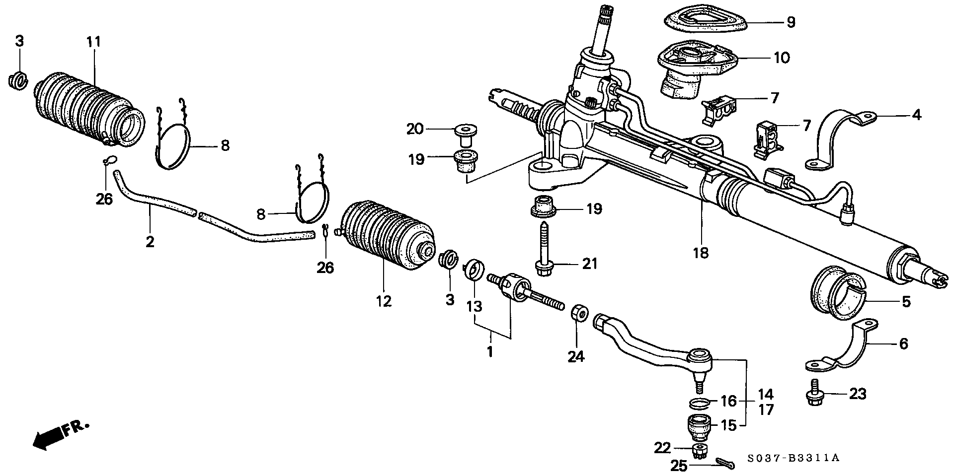 Honda 53010-S04-000 - Аксиален шарнирен накрайник, напречна кормилна щанга vvparts.bg