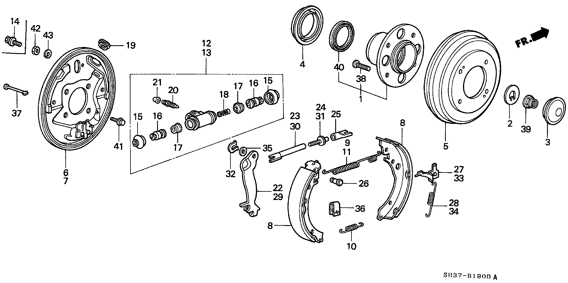 Honda 43301-SB2-003 - Спирачно цилиндърче на колелото vvparts.bg