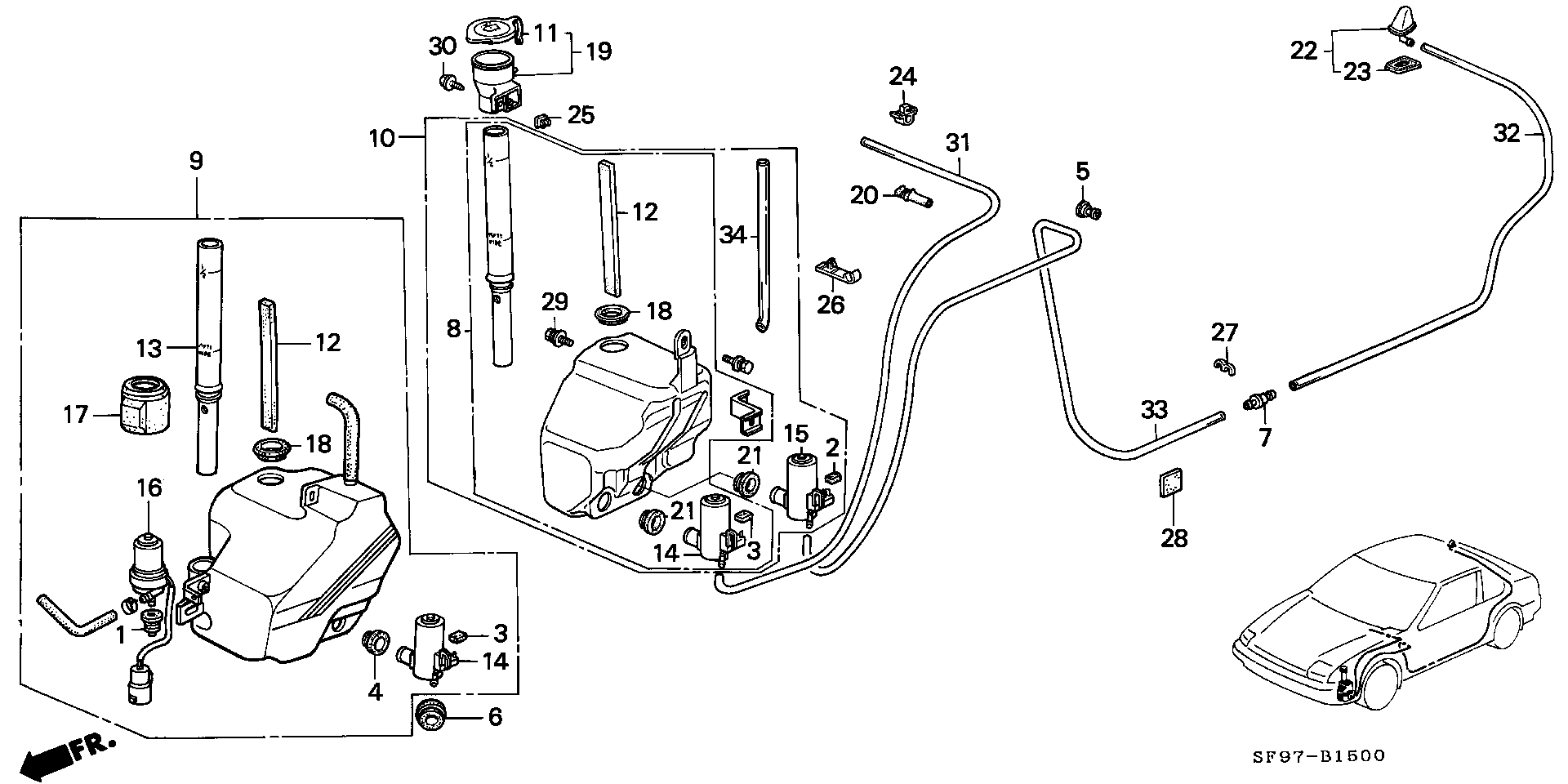 Honda 76806SE0S01 - Водна помпа за миещо устр., почистване на стъклата vvparts.bg