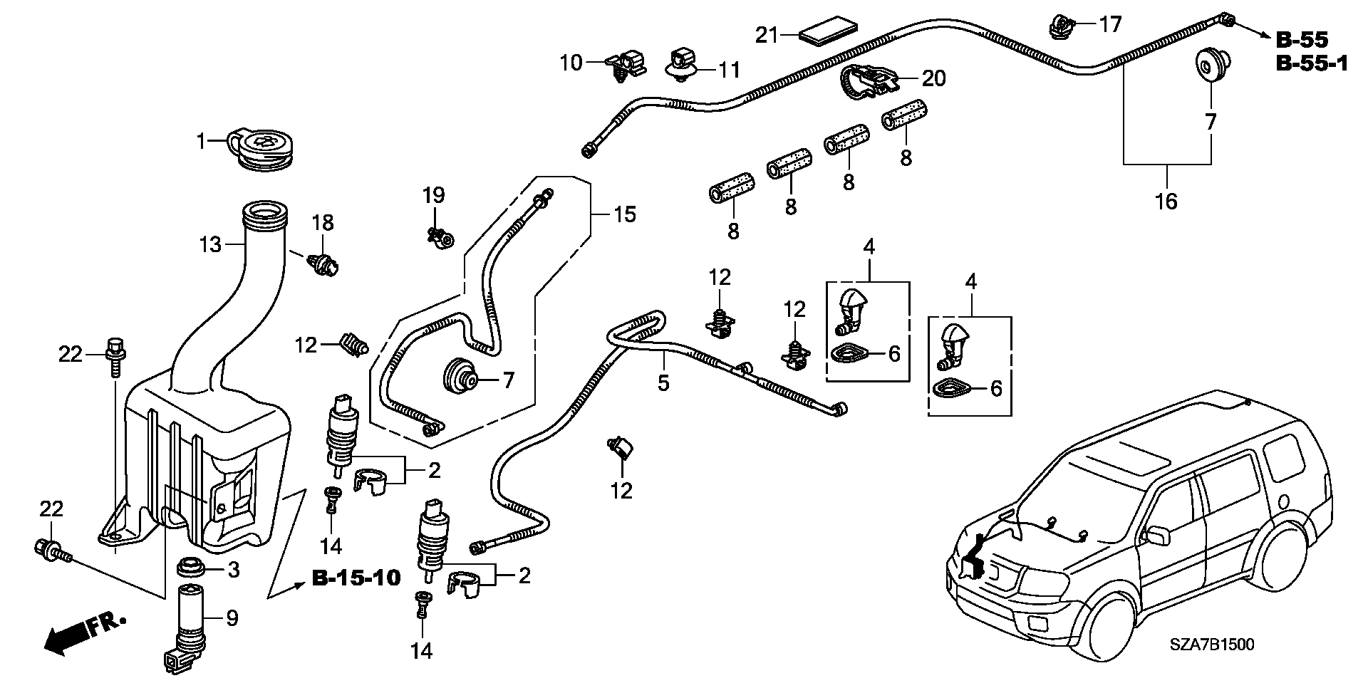 Honda 76806SZAA01 - Водна помпа за миещо устр., почистване на стъклата vvparts.bg