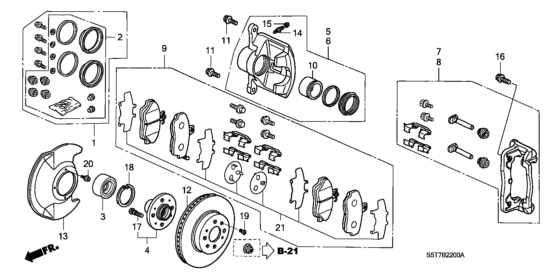 Honda 45022S6F305 - Комплект спирачно феродо, дискови спирачки vvparts.bg