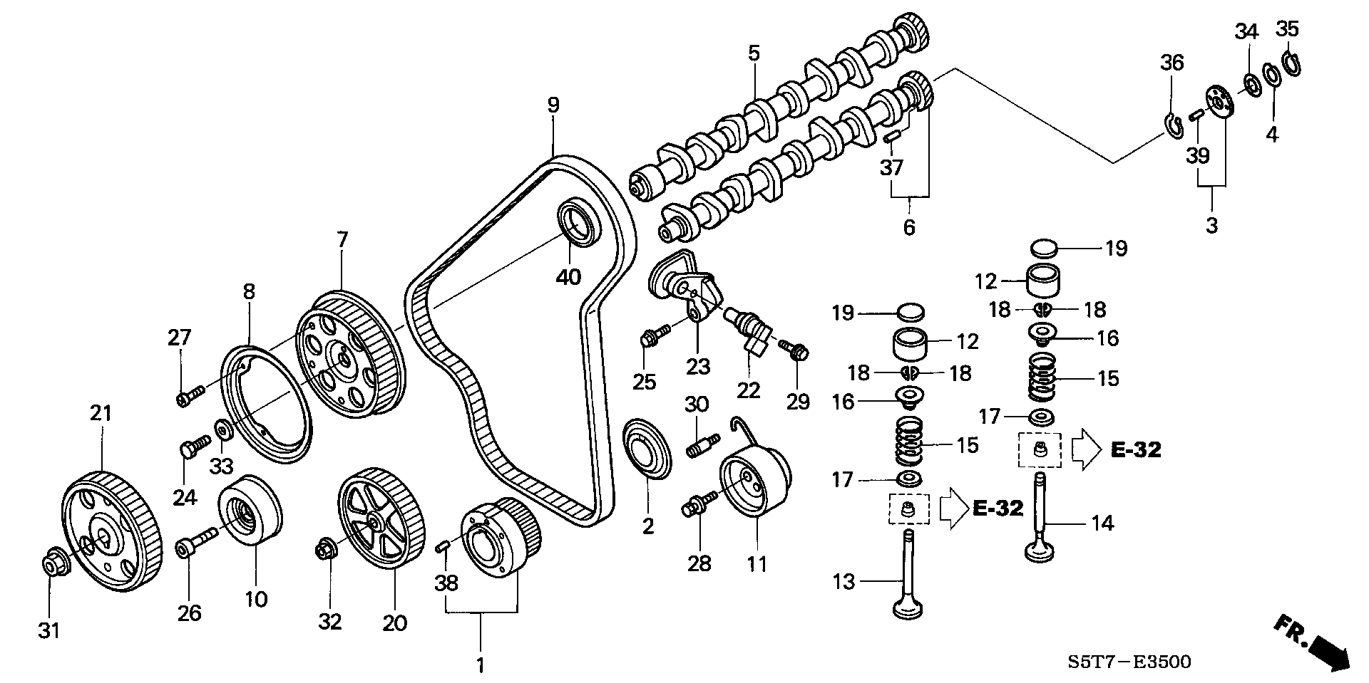 Honda 90014-PLZ-D40 - Комплект ангренажен ремък vvparts.bg