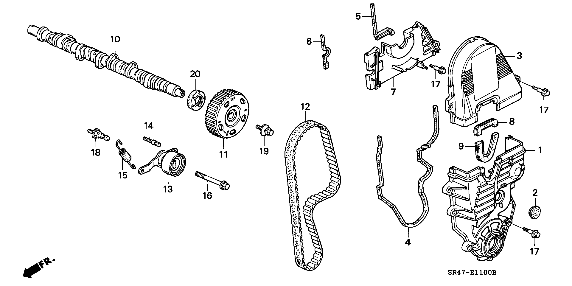 Honda 14510-P08-003 - Обтяжна ролка, ангренаж vvparts.bg