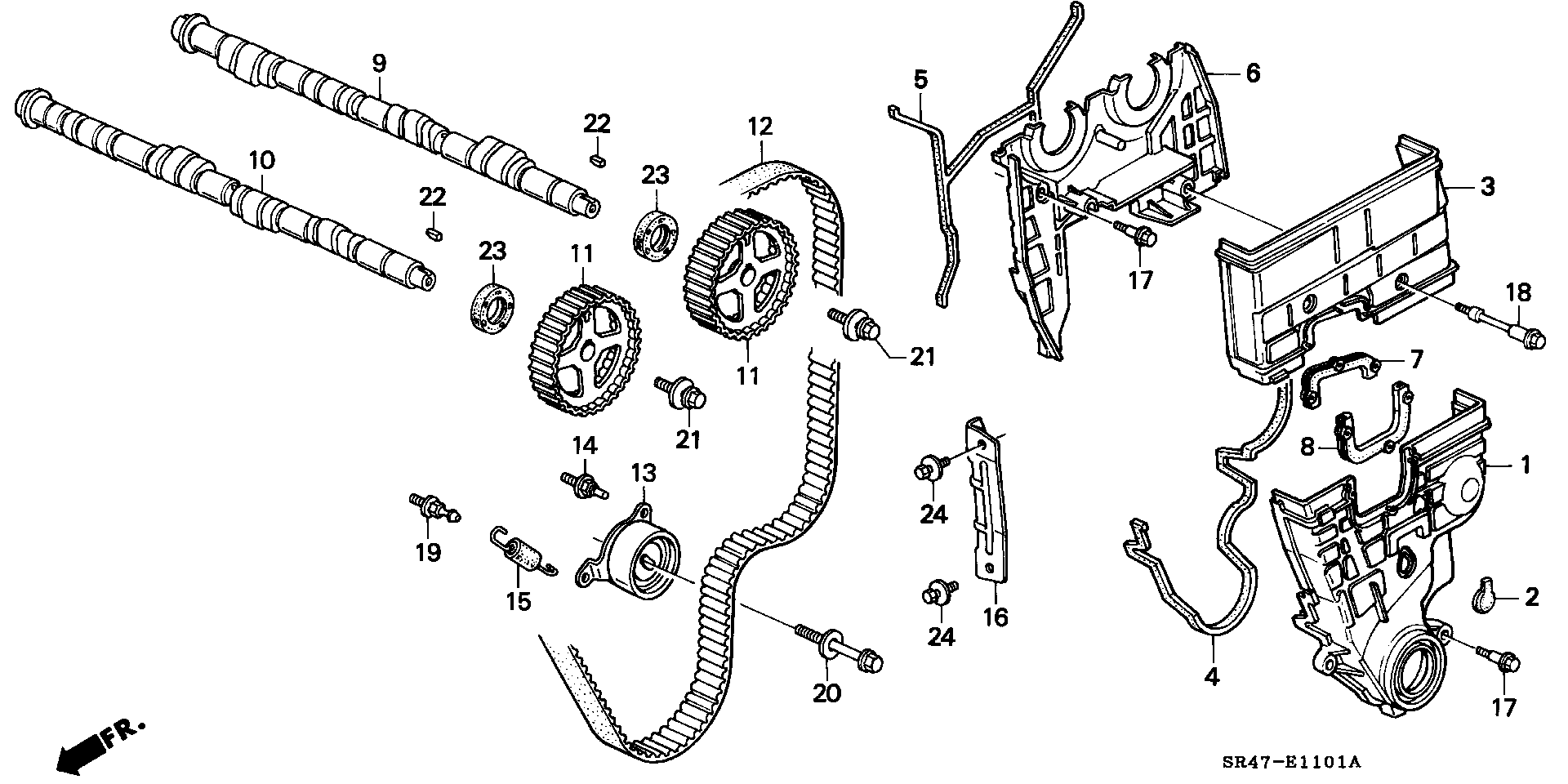 Honda 14510-P30-003 - Обтяжна ролка, ангренаж vvparts.bg