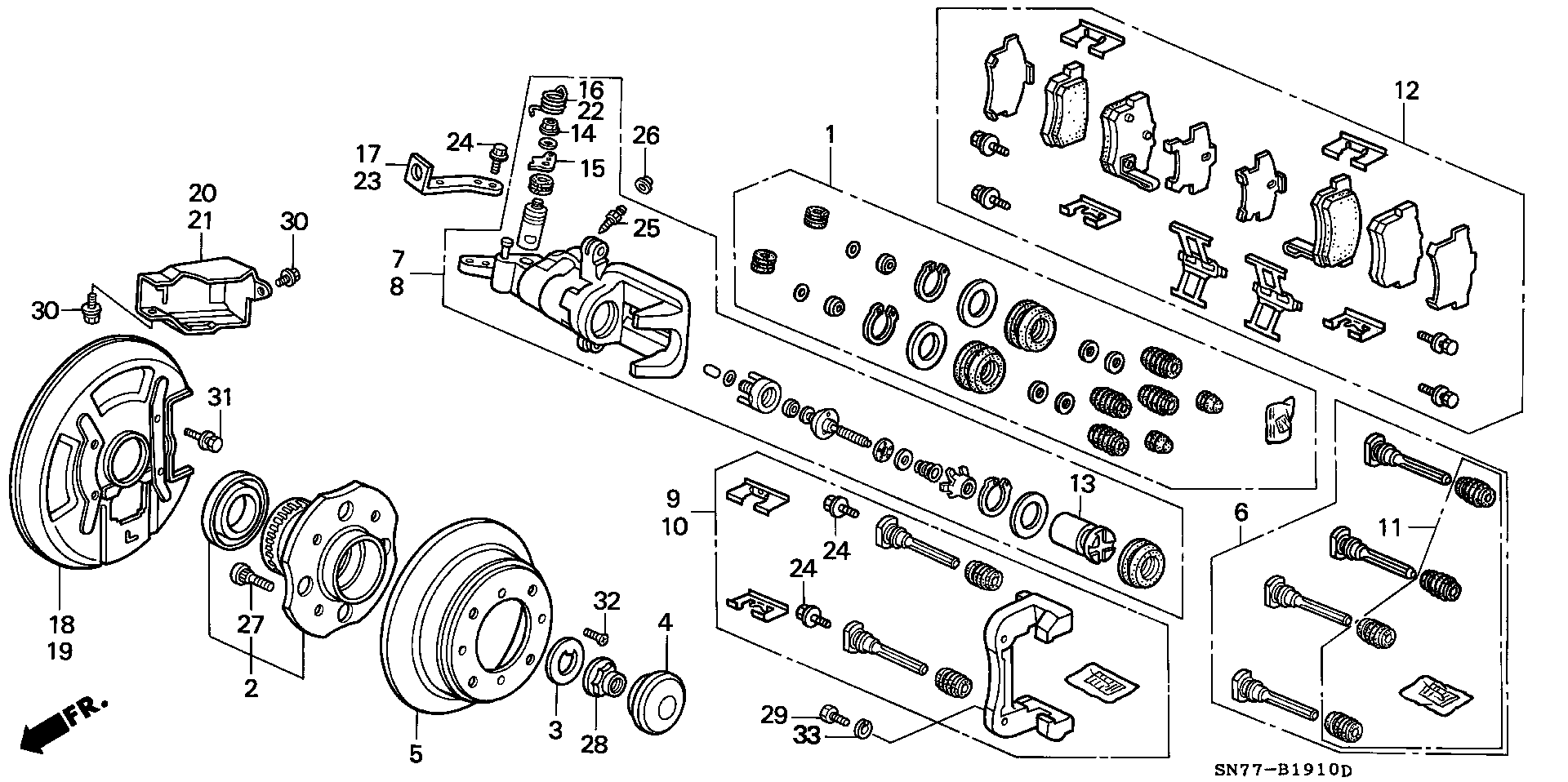 Honda 43022-SN7-000 - Комплект спирачно феродо, дискови спирачки vvparts.bg