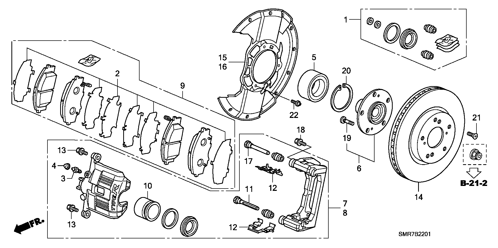 Honda 45240-SA7-003 - Комплект водещи втулки, спирачен апарат vvparts.bg