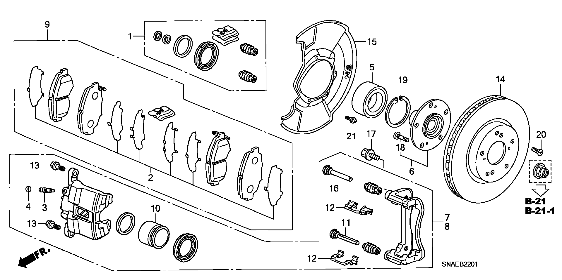 Honda 45237S7AN02 - Комплект принадлежности, дискови накладки vvparts.bg