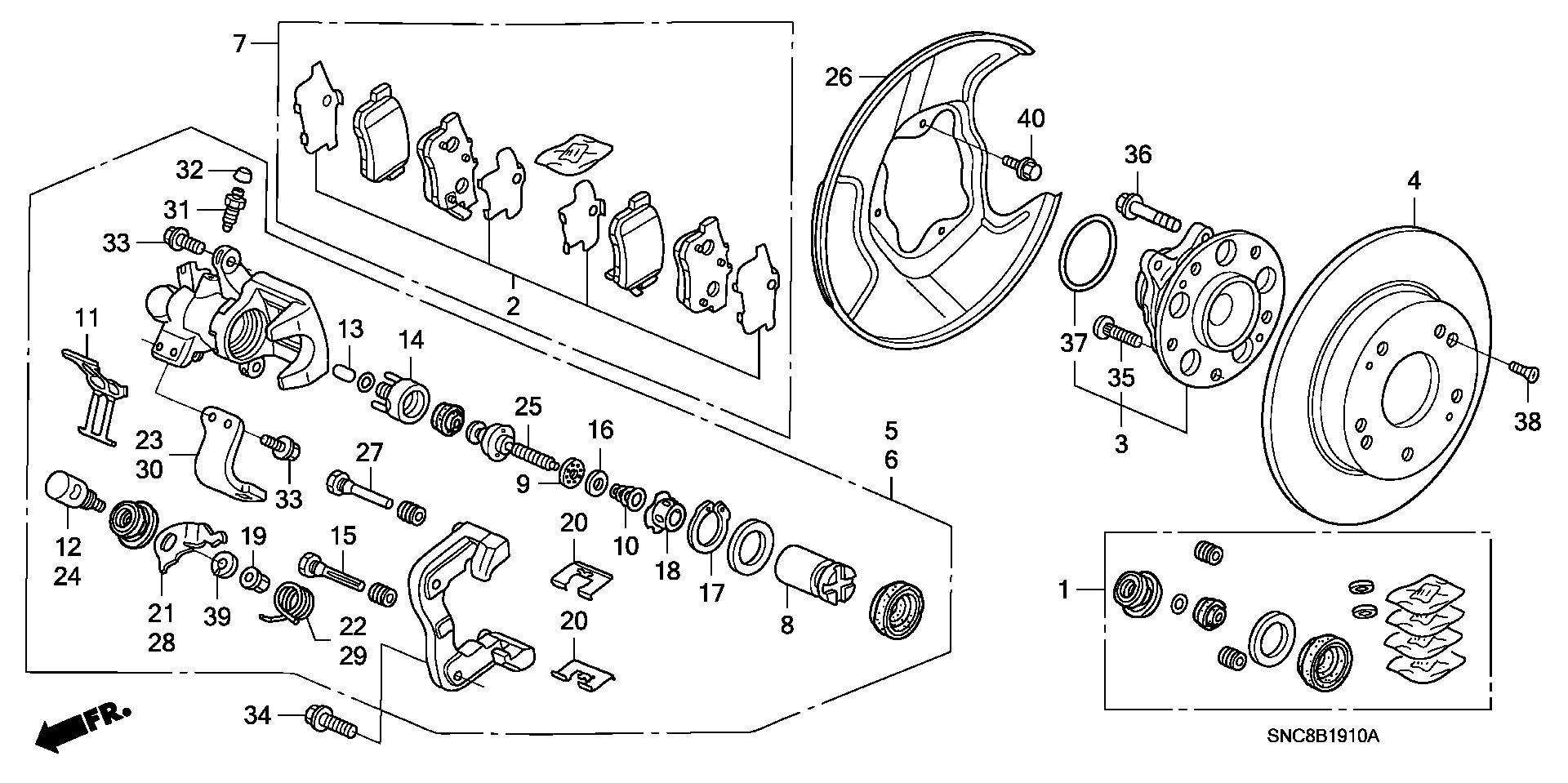 Honda 43235-S84-A51 - Комплект водещи втулки, спирачен апарат vvparts.bg