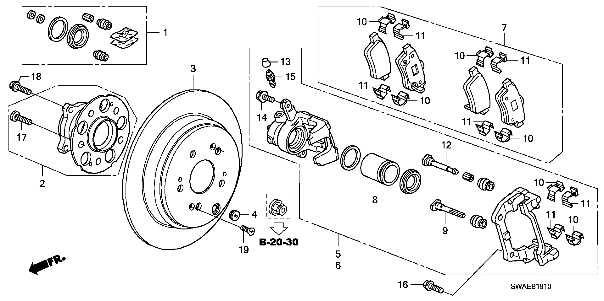 Honda 43019-SWW-G00 - Спирачен апарат vvparts.bg