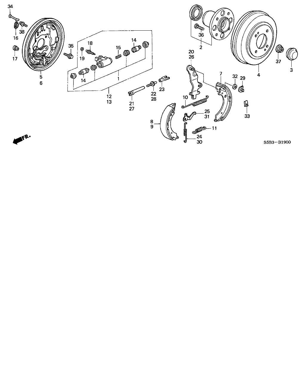 Honda 43153-S6A-J01 - Комплект спирачна челюст vvparts.bg