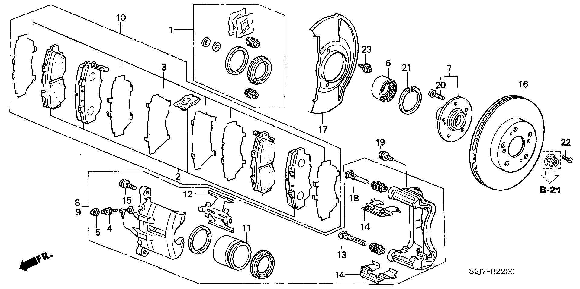 Honda 45022S30E50 - Комплект спирачно феродо, дискови спирачки vvparts.bg