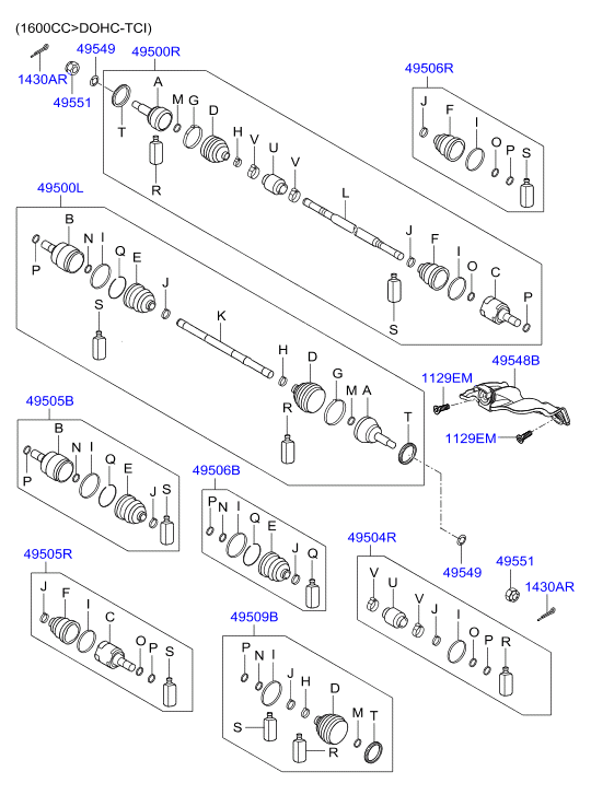 Hyundai 495012H001 - Карданен вал, раздатъчна кутия vvparts.bg