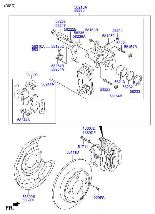 Ssangyong 583023XA30 - Комплект спирачно феродо, дискови спирачки vvparts.bg