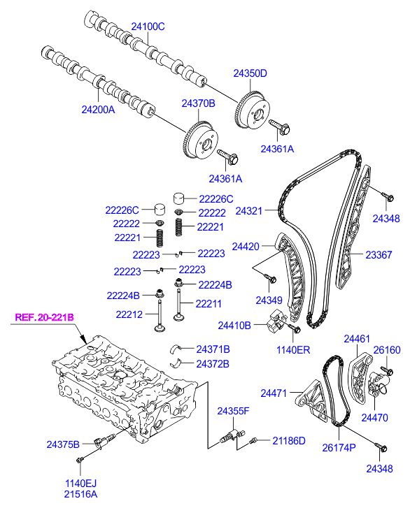 Hyundai 24471-25051 - Направляваща шина (плъзгач), задвижваща верига на масл. помп vvparts.bg