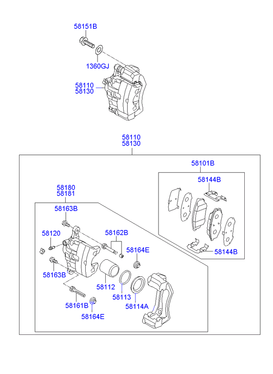 KIA 581012YA50 - Комплект спирачно феродо, дискови спирачки vvparts.bg