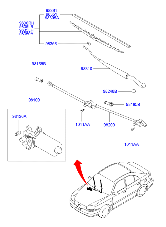 Hyundai 9835125600 - Перо на чистачка vvparts.bg