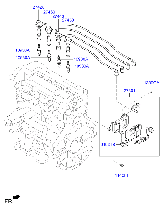 Hyundai 27430-03000 - Комплект запалителеи кабели vvparts.bg