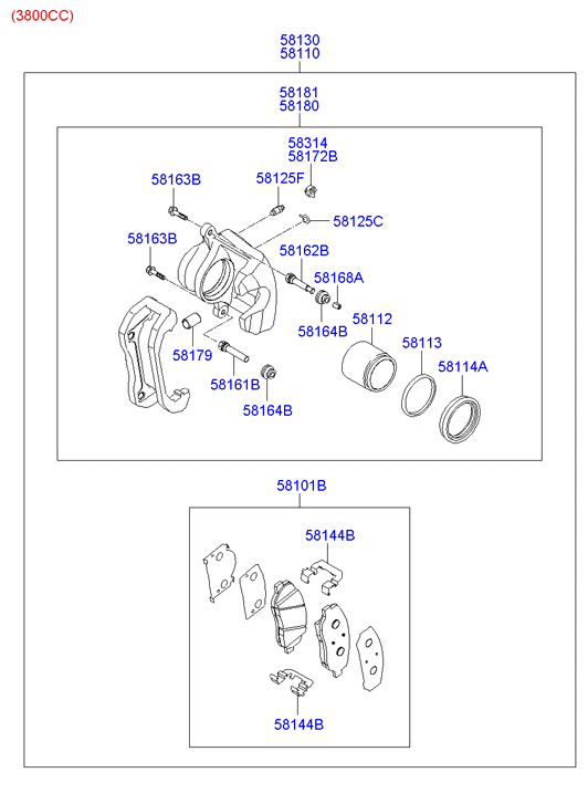 KIA 58101 3MA11 - Комплект спирачно феродо, дискови спирачки vvparts.bg