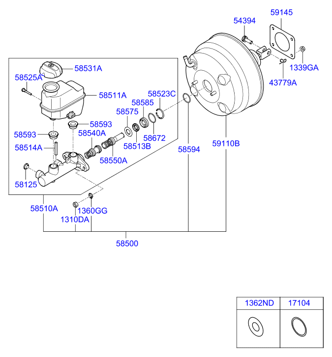 KIA 585943M000 - Комплект спирачна челюст vvparts.bg