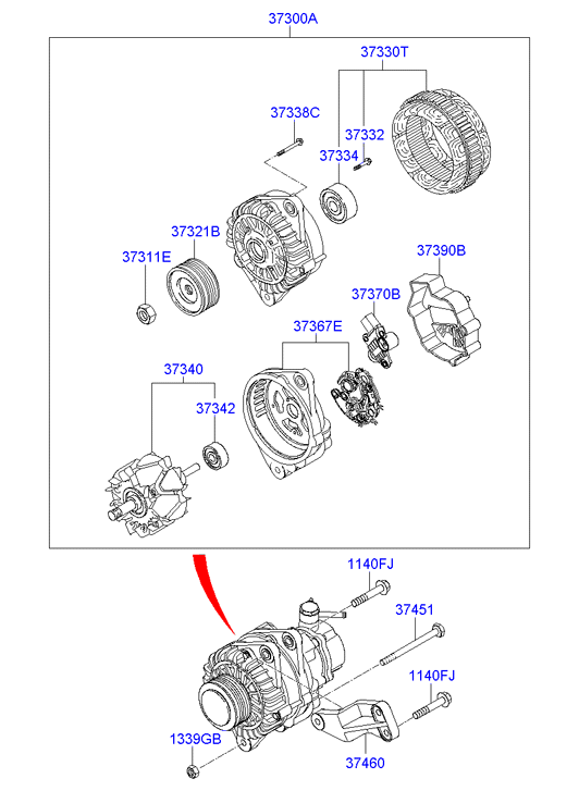 Hyundai 37300 37800 - Генератор vvparts.bg