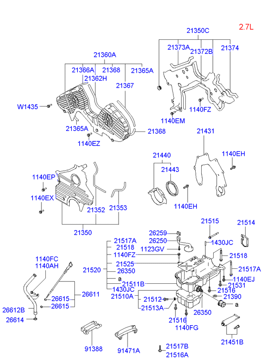 Hyundai 21443-33005 - Семеринг, колянов вал vvparts.bg