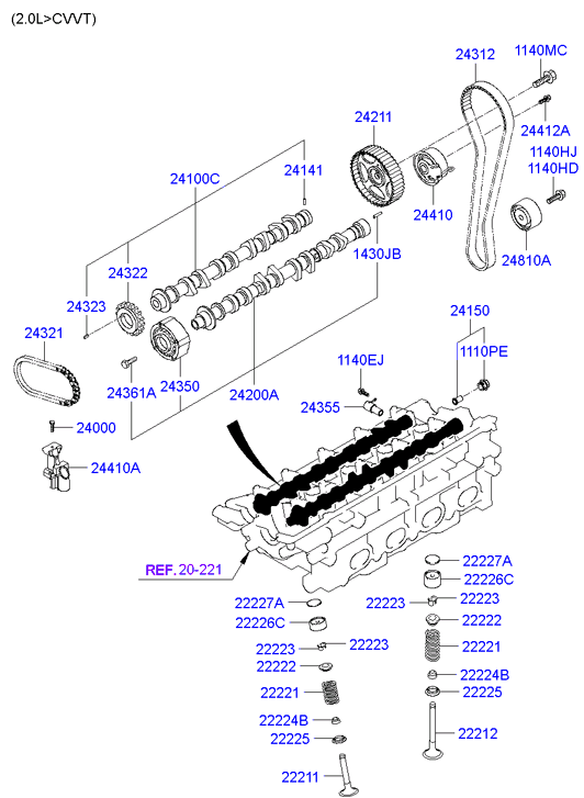 KIA 24410-23770 - Ремъчен обтегач, ангренаж vvparts.bg