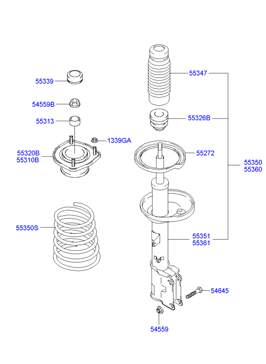 KIA 55310-2D000 - Тампон на макферсън vvparts.bg