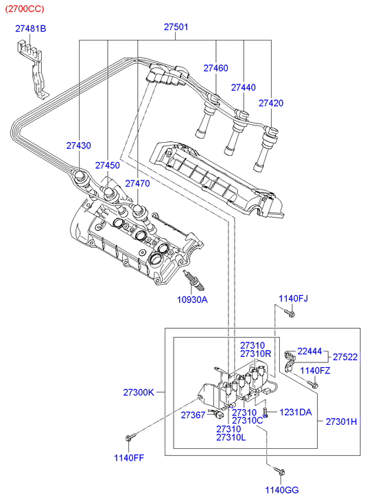 KIA 27450-23700 - Комплект запалителеи кабели vvparts.bg